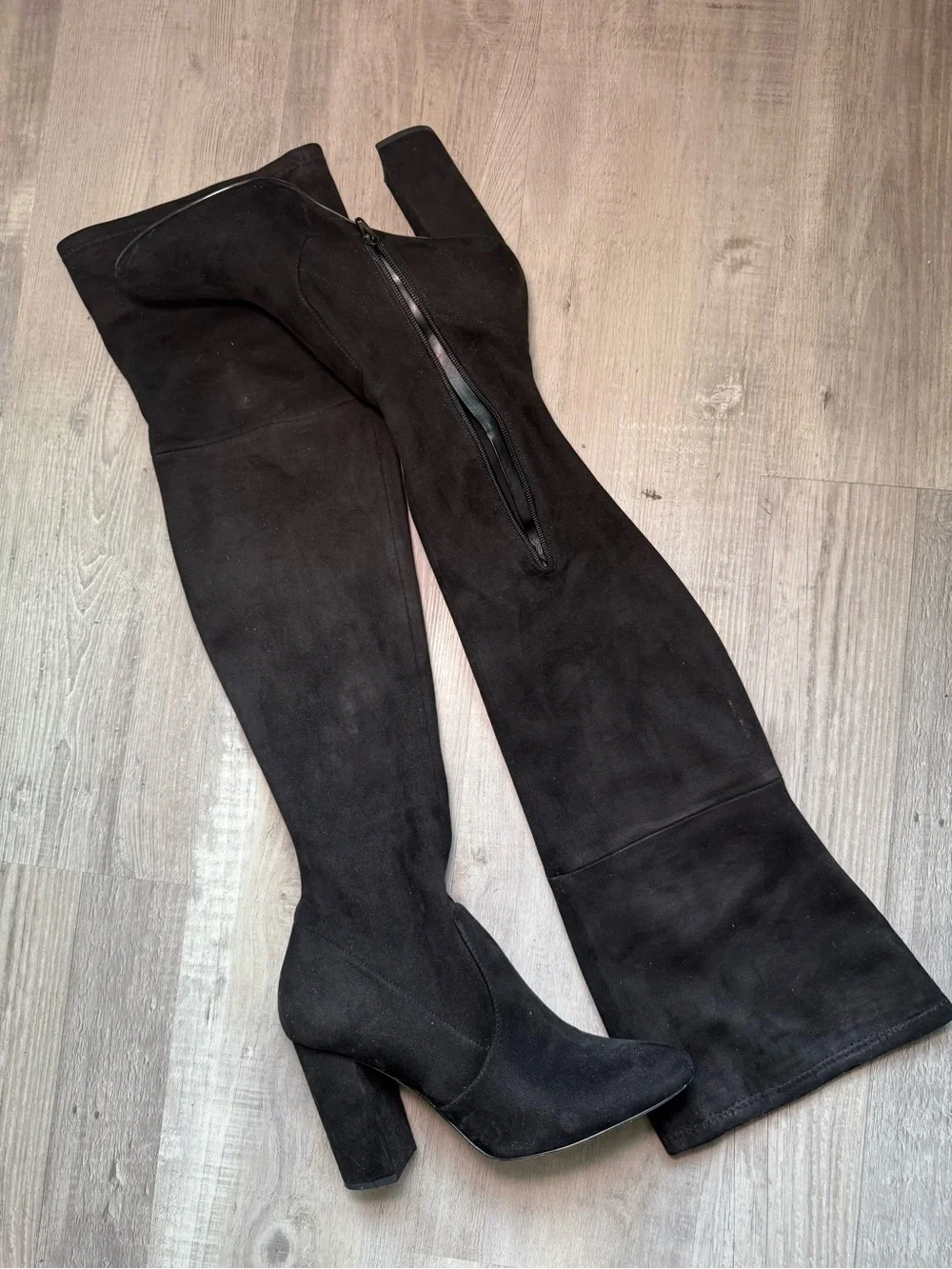 Women's Over-the-Knee Black Stretch Block Heel Boots